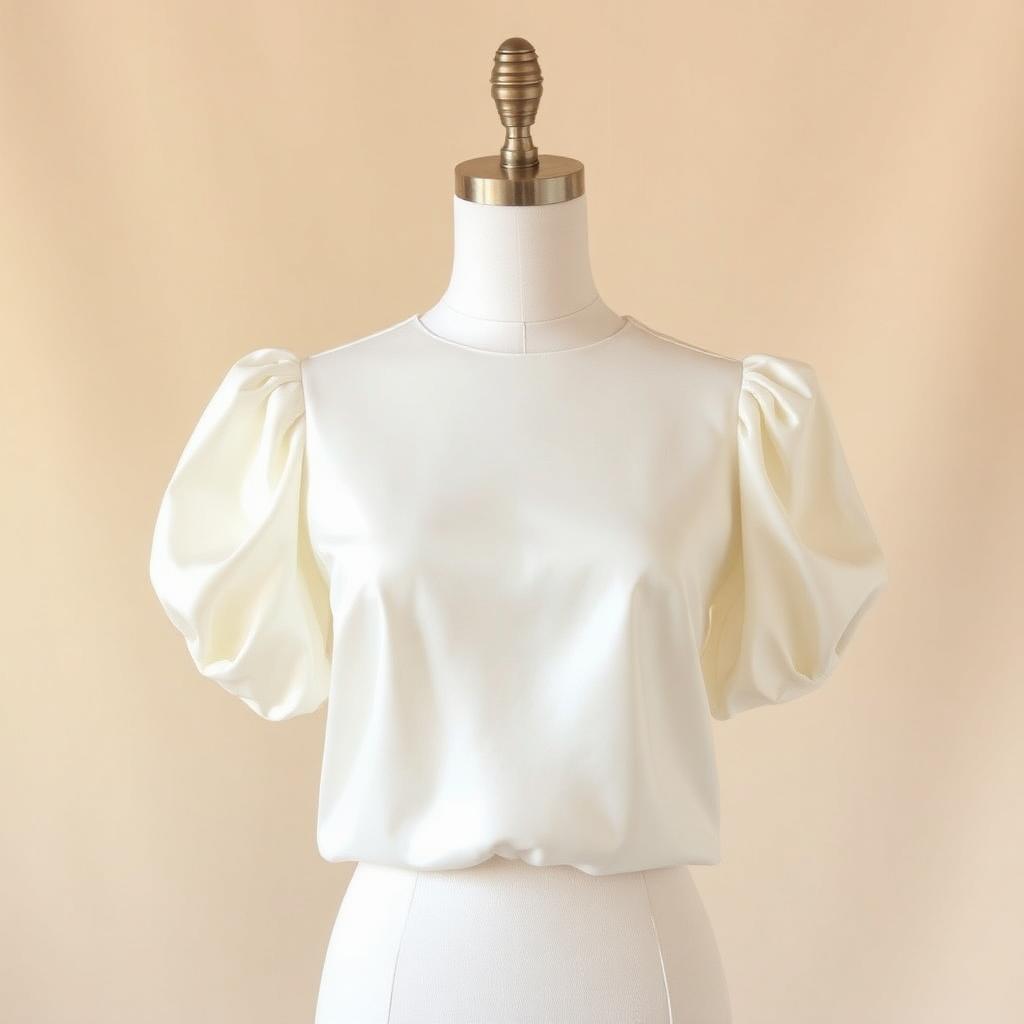 Ivory Puff Sleeve Silk Blouse