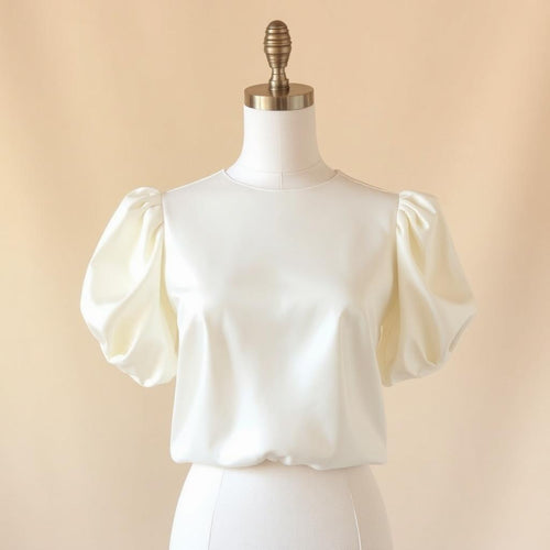 Ivory Puff Sleeve Silk Blouse